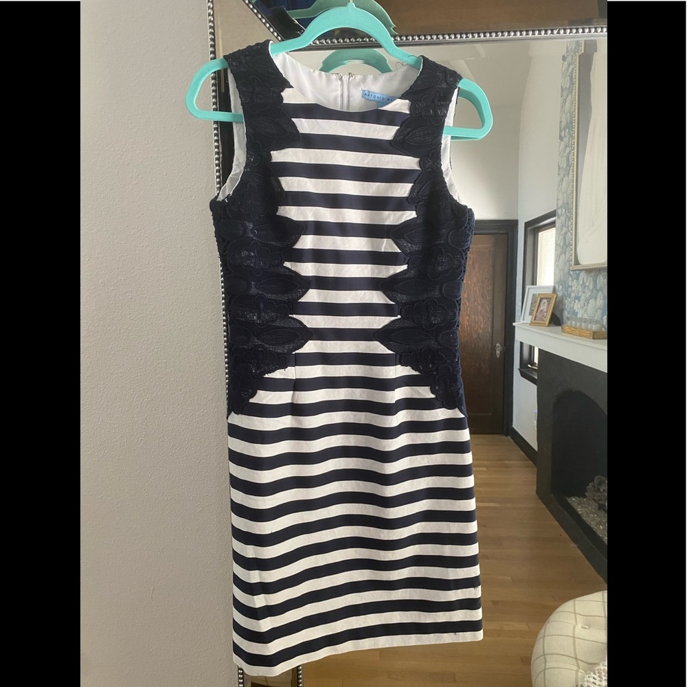 Antonio Melani navy & white stripe dress